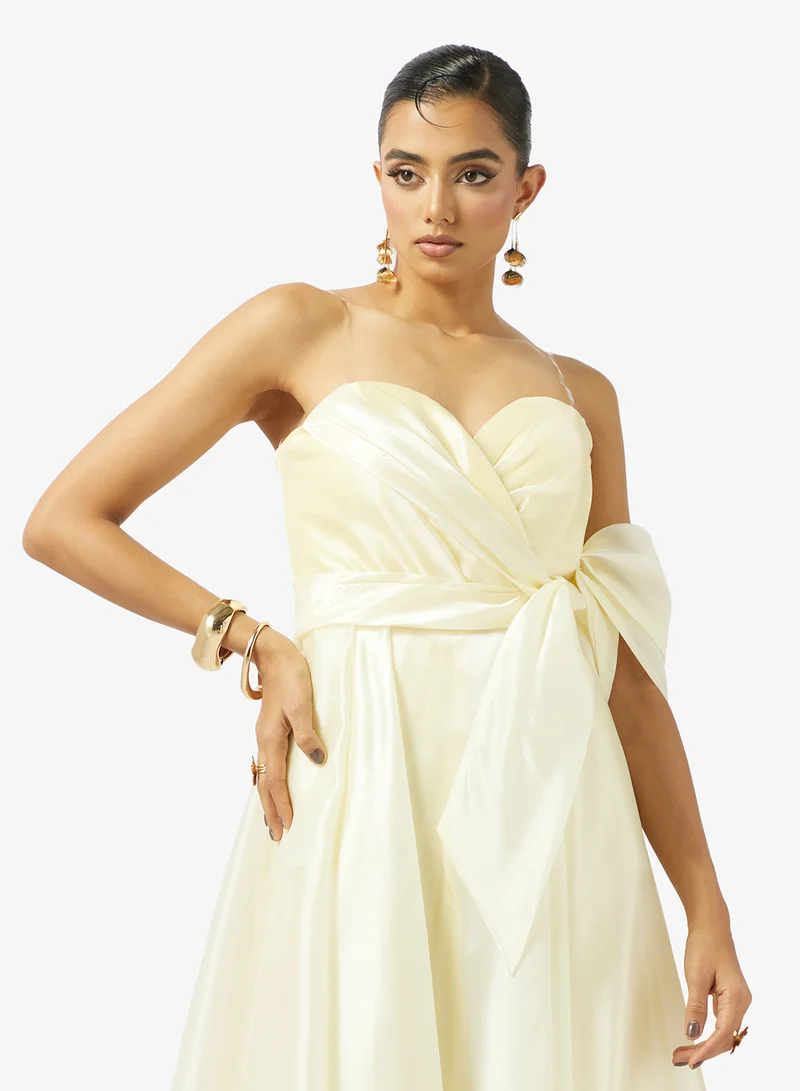 Akadia Fashion  WRAP BUST STRAPLESS ORGANZA DRESS for Women | Best Price UAE